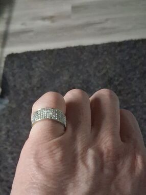 Pavé Crystal Wide Band Ring - Silver-Tone